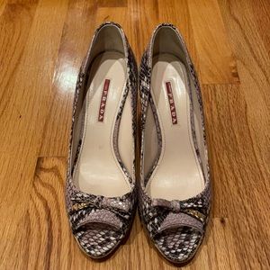Prada snakeskin wedge shoes